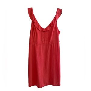 Old Navy coral red linen blend ruffle sleeve dress XL tall new